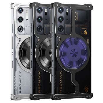 Armor Alloy Borderless Car Magnetic Holder Metal Phone Case for REDMAGIC 9 Pro Series / REDMAGIC 10 Pro Series