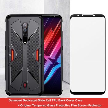 Gamepad Dedicated Slide Rail TPU Back Cover Case +Original Nubia High Definition Wear-Resistant Tempered Glass Screen Protector For Nubia Red Magic 6/6 Pro
