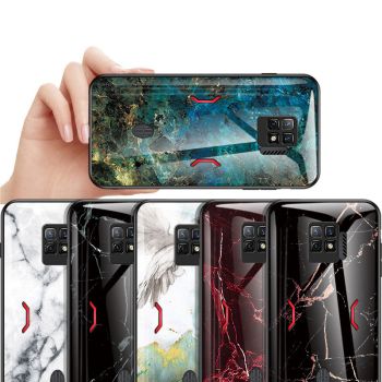 Creative Marble Textured Glass Back Cover TPU Bumper Case For Nubia Red Magic 7 Pro