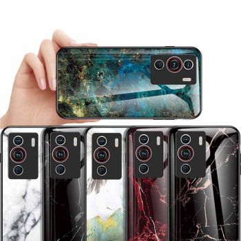 Creative Marble Textured Glass Back Cover TPU Bumper Case For Nubia Z40 Pro