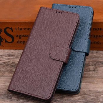 Genuine Cowhide Leather Pebble Texture Wallet Style Flip Protection Case Cover For Nubia Z40 Pro