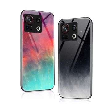 Starry Sky Style Glass Back Cover TPU Bumper Case For Nubia Z40S Pro