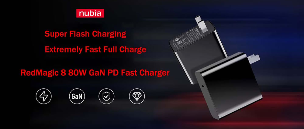 RedMagic 8 80W GaN PD Fast Charger - Super Fast Charging Speeds in a Compact and Safe Design