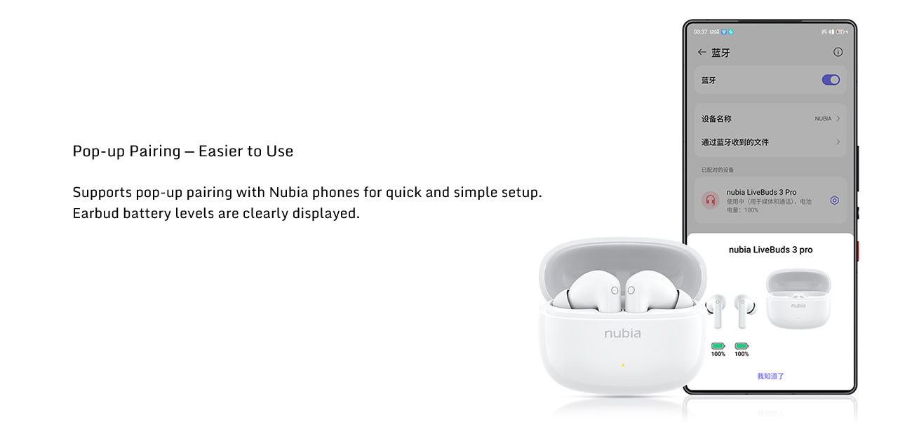 Original Nubia LiveBuds 3 Pro Wireless Earbuds