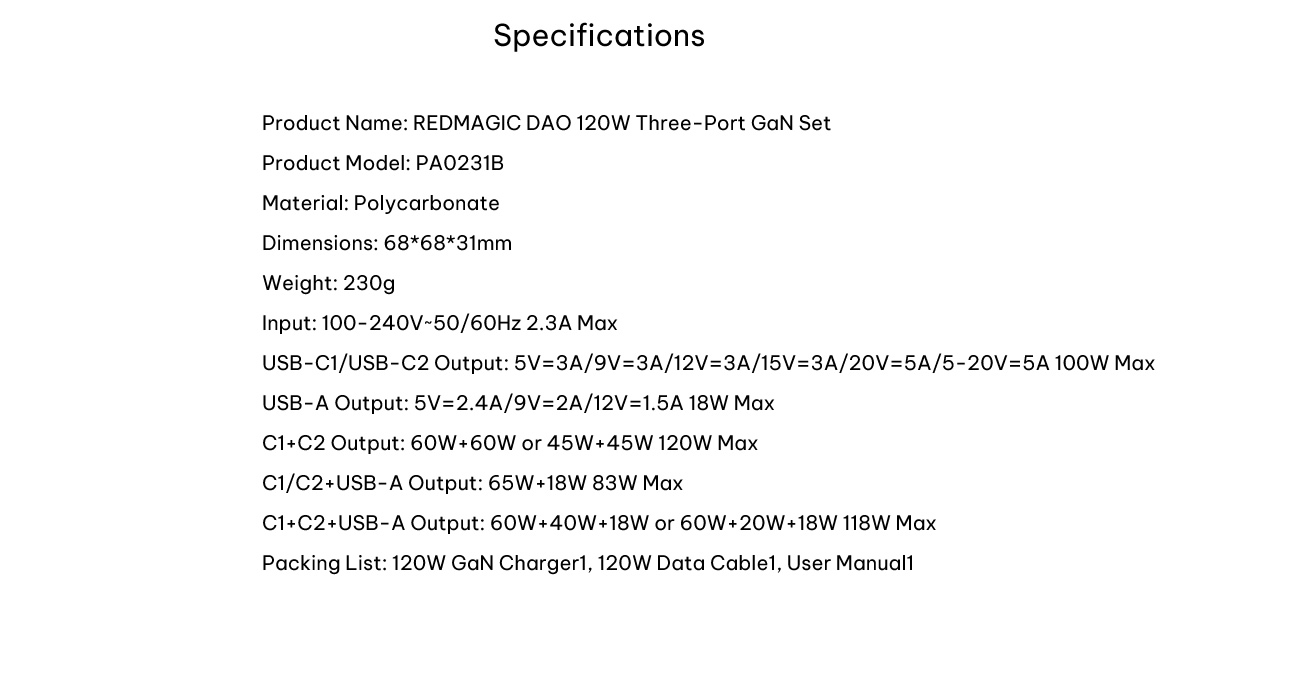 original REDMAGIC 120W GaN fast charger
